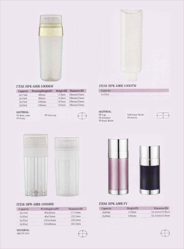 Specifications for Dual Chamber Airless Bottles
