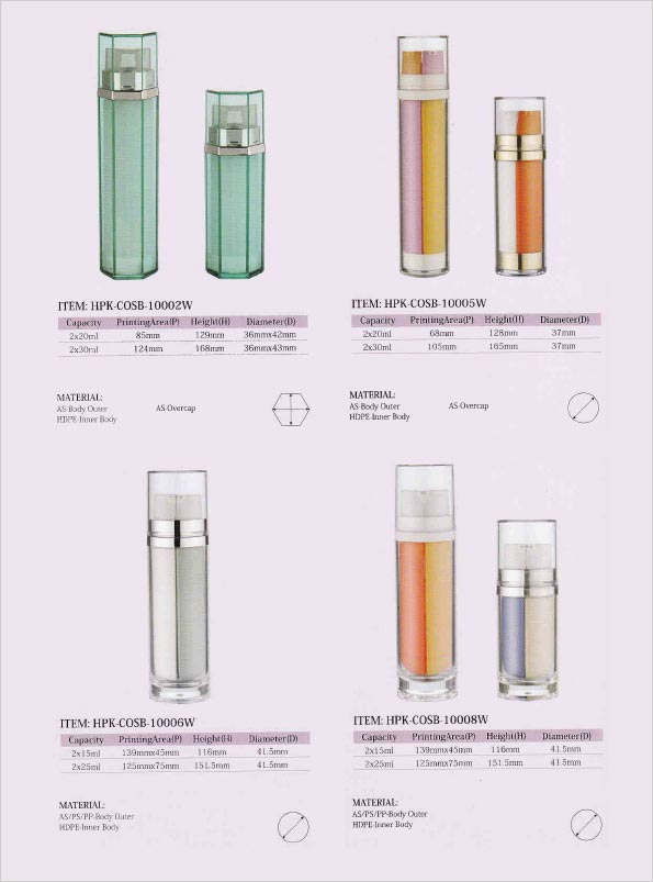 Specifications for Dual Chamber Airless Bottles